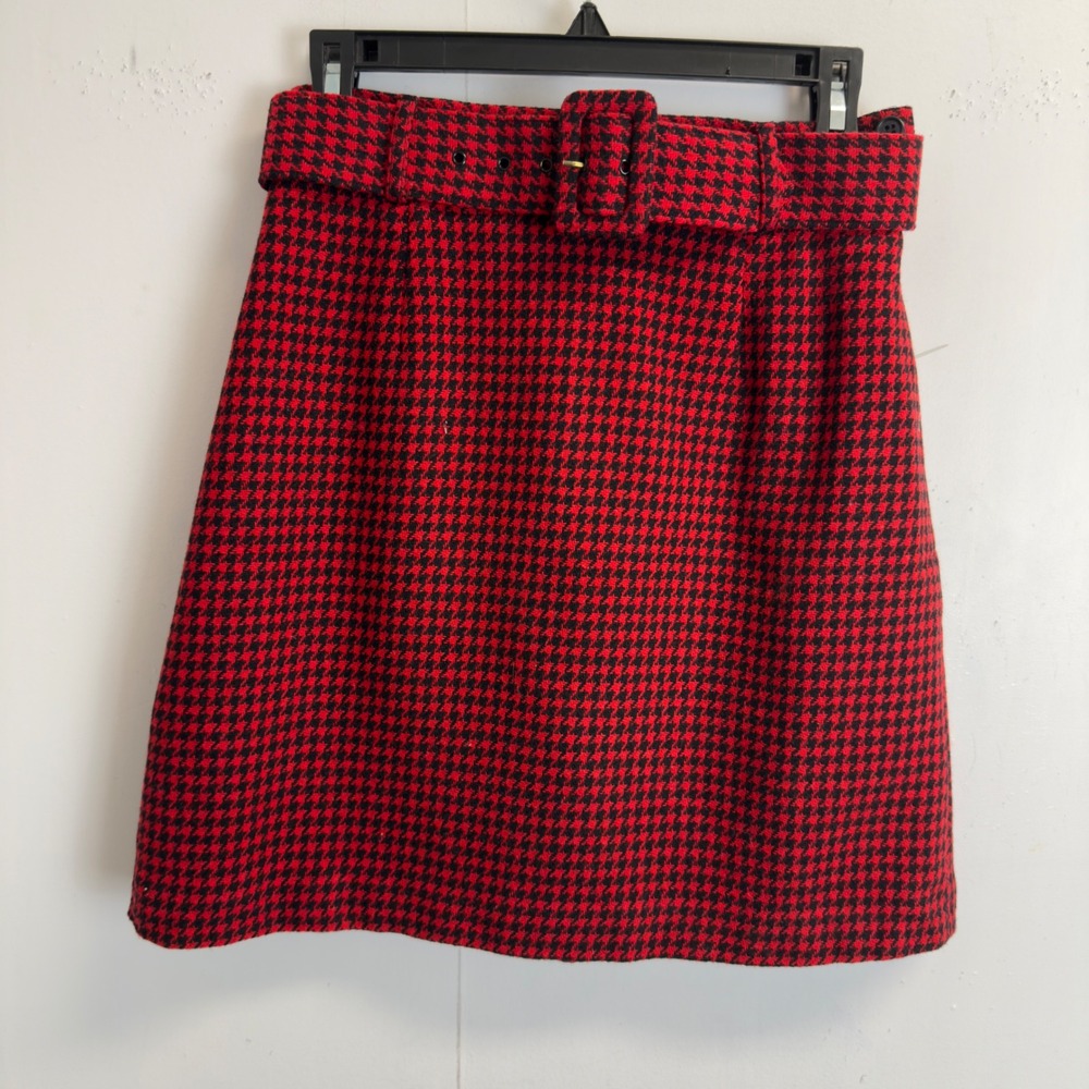 Limited America Red Black Houndstooth Wool Mohair Skirt Suit Set Size 6 Vintage - Picture 3 of 15